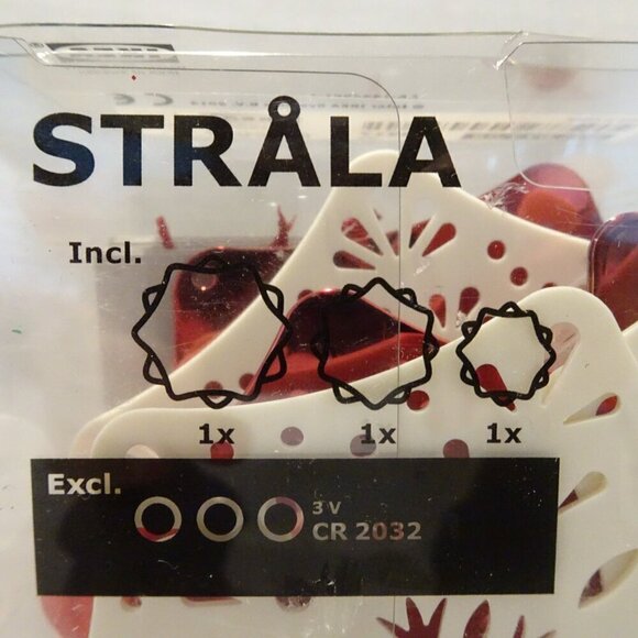 Ikea Strala Christmas Lights Red White Snowflakes Battery Op NEW - Picture 3 of 5